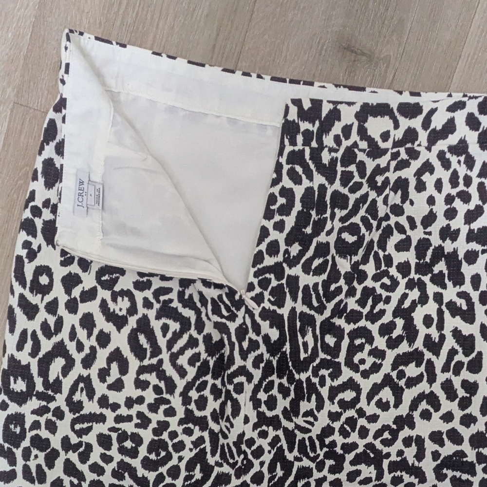 J. Crew Brown and White Animal Print Preppy Secretary Skirt 2 - Picture 5 of 5